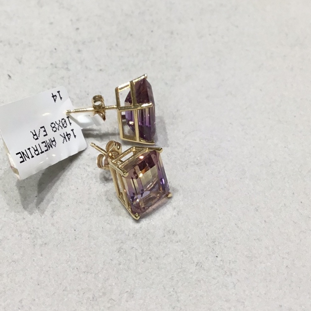 14kt Ametrine Stud Earrings - Picture 2 of 4